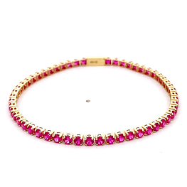 Pulsera de Oro Amarillo 18K Tenis con Broche Cajón de Seguridad