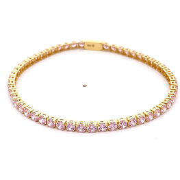 Pulsera de Oro Amarillo 18K Tenis con Broche Cajón de Seguridad