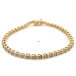 Pulsera de Oro Amarillo 14K con Diamantes con Broche Cajón de Seguridad
