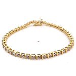 Pulsera de Oro Amarillo 14K con Diamantes con Broche Cajón de Seguridad