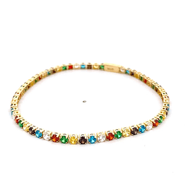 Pulsera de Oro Amarillo 18K Tenis con Broche Cajón de Seguridad