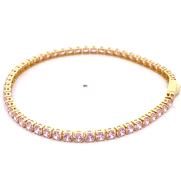 Pulsera de Oro Amarillo 18K Tenis con Broche Cajón de Seguridad