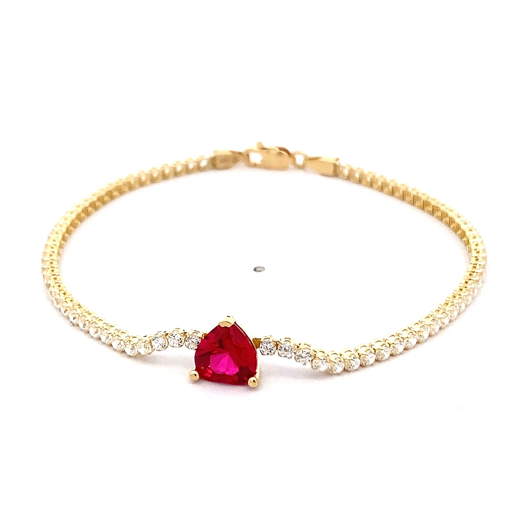 Pulsera de Oro Amarillo 18K Tenis con Broche Mosquetón