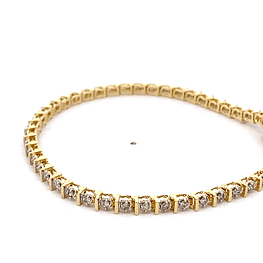 Pulsera de Oro Amarillo 14K con Diamantes con Broche Cajón de Seguridad