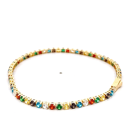 Pulsera de Oro Amarillo 18K Tenis con Broche Cajón de Seguridad