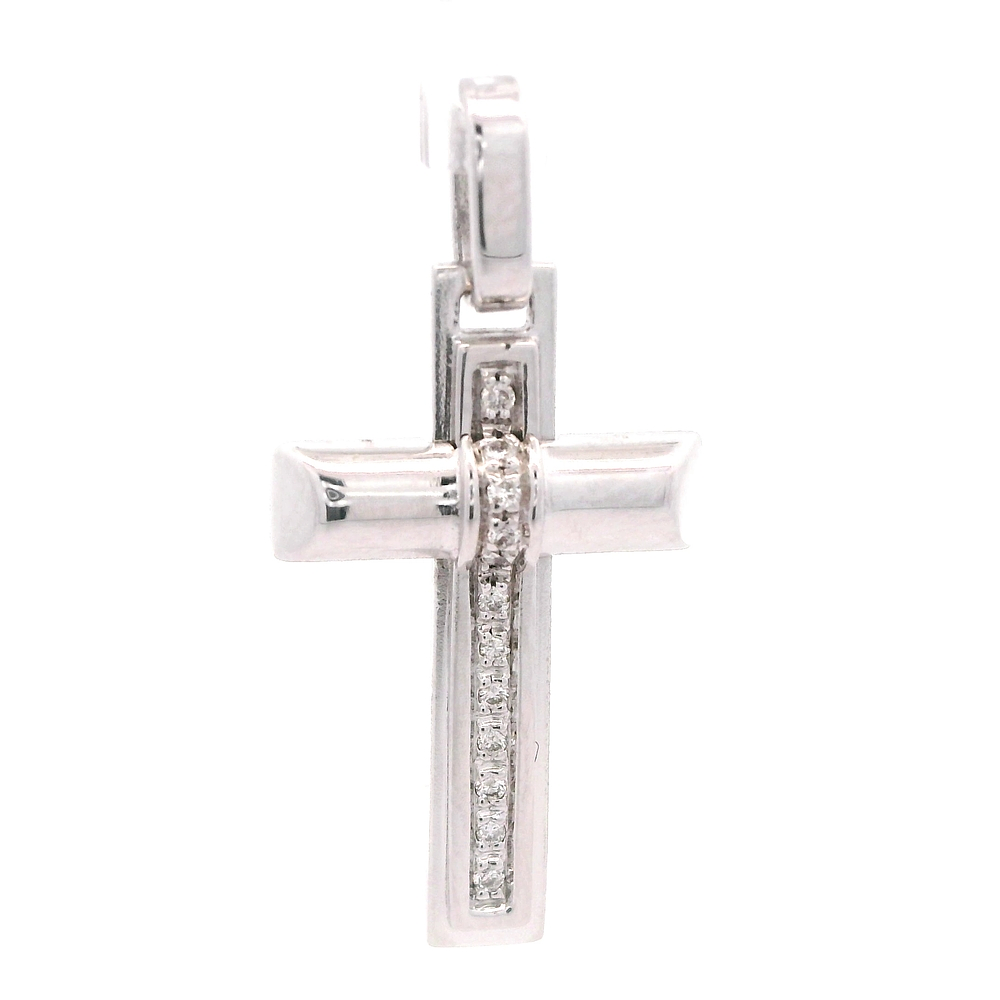 Colgante de Oro Amarillo 18K Cruz Rodinado con Diamantes