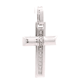 Colgante de Oro Amarillo 18K Cruz Rodinado con Diamantes