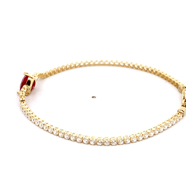 Pulsera de Oro Amarillo 18K Tenis con Broche Mosquetón