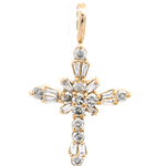 Colgante de Oro Amarillo 14K Cruz con Diamantes Baguette