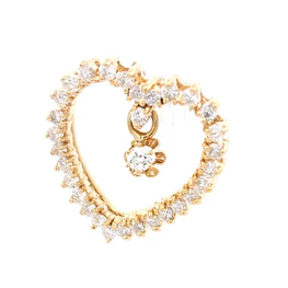 Colgante de Oro Amarillo 14K Corazón con Diamantes