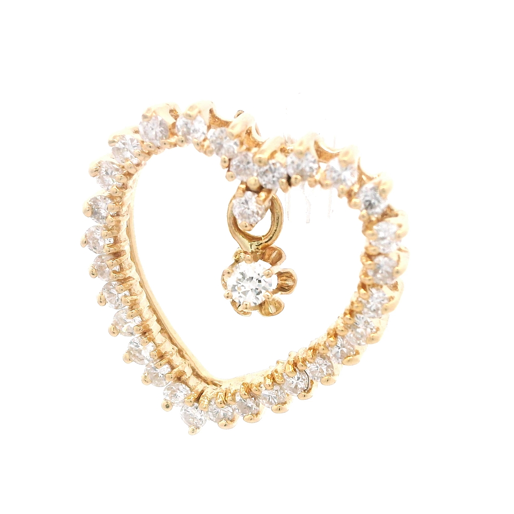 Colgante de Oro Amarillo 14K Corazón con Diamantes