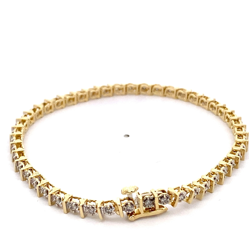 Pulsera de Oro Amarillo 14K con Diamantes con Broche Cajón de Seguridad