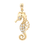 Colgante de Oro Amarillo 14K Caballito De Mar Con Diamantes