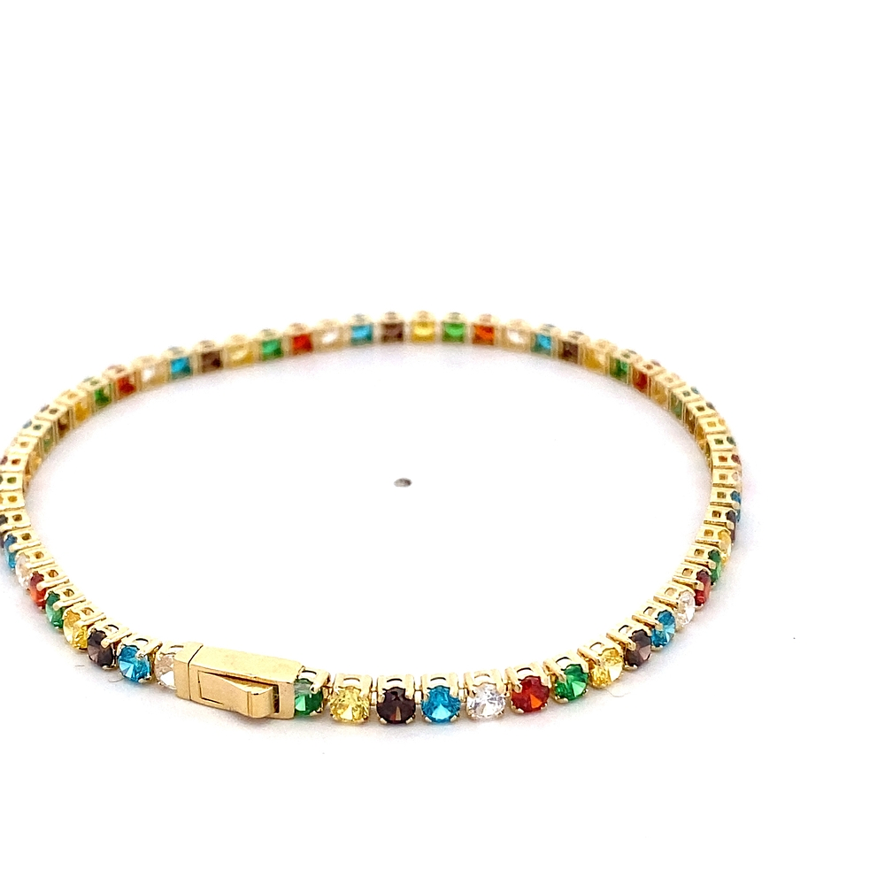 Pulsera de Oro Amarillo 18K Tenis con Broche Cajón de Seguridad