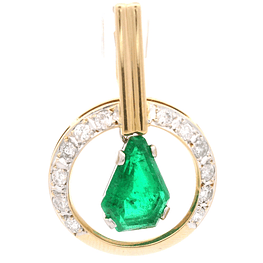 Colgante de Oro Amarillo 18K Gota con Diamantes y Esmeralda