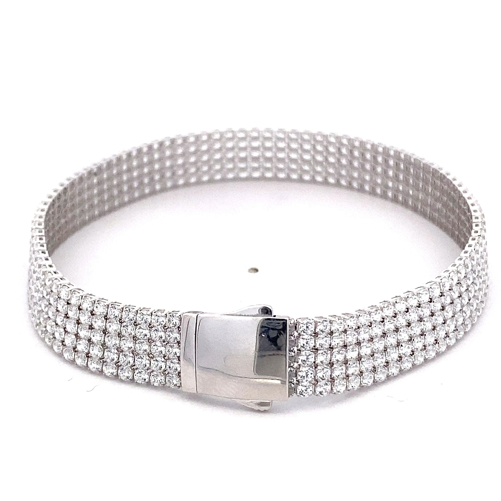 Pulsera de Oro Amarillo 18K Tenis con Broche Cajón de Seguridad