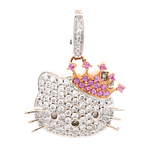 Colgante de Oro Amarillo 18K Rostro De Gato Con Diamantes