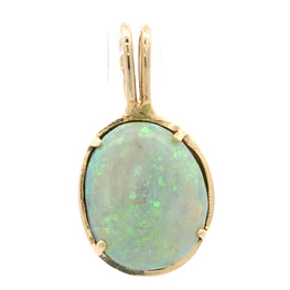 Colgante de Oro Amarillo 18K Ovalado Ópalo Blanco