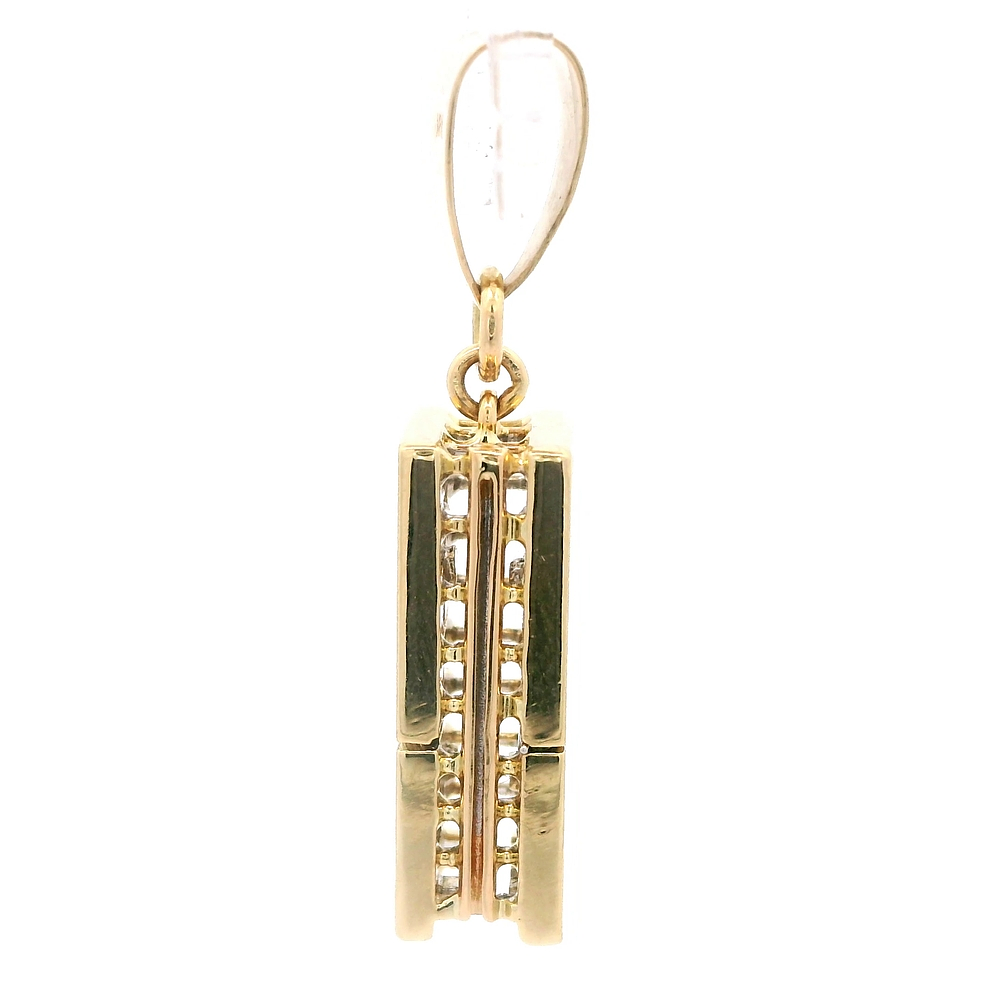 Colgante de Oro Amarillo 18K Rectangular con Diamantes