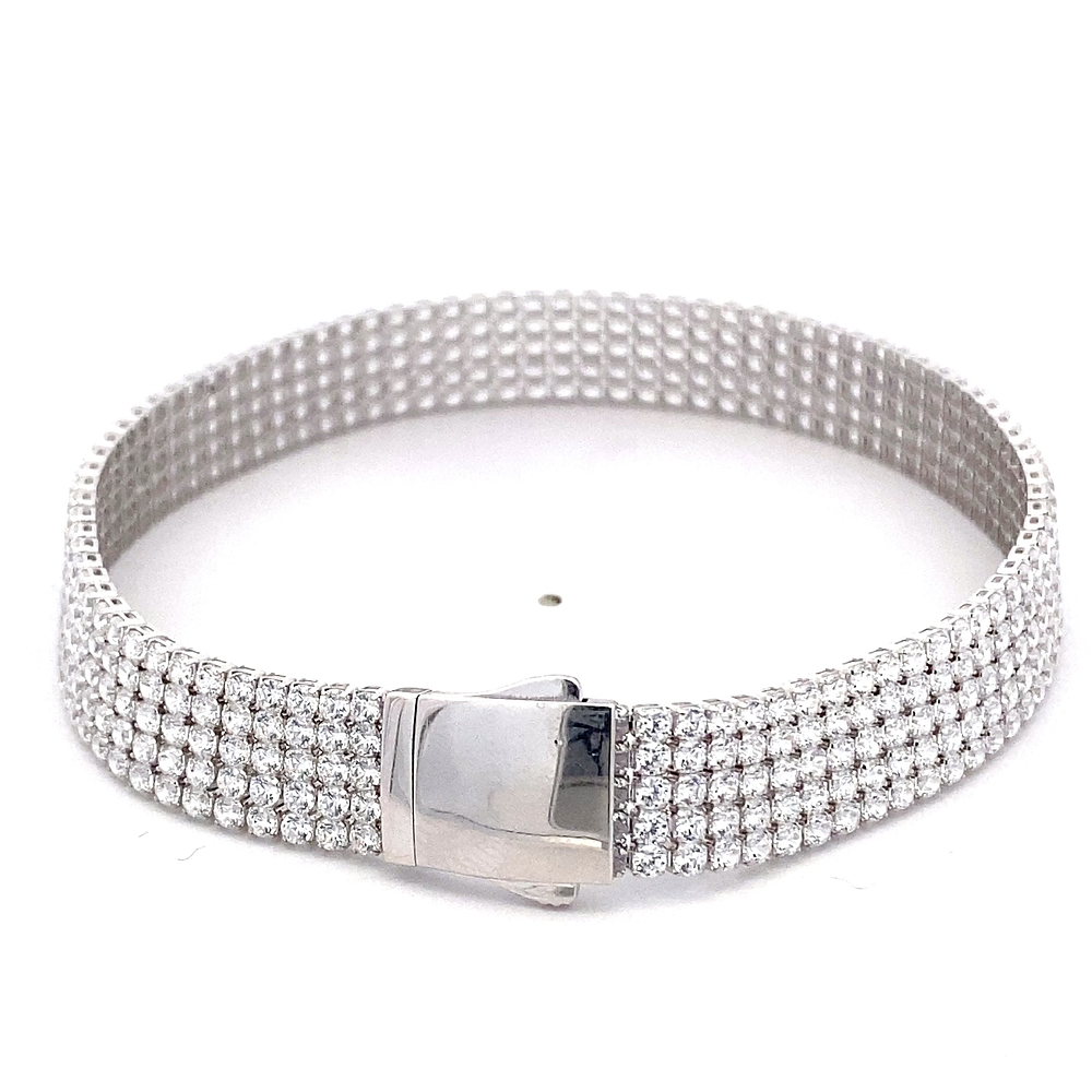 Pulsera de Oro Amarillo 18K Tenis con Broche Cajón de Seguridad