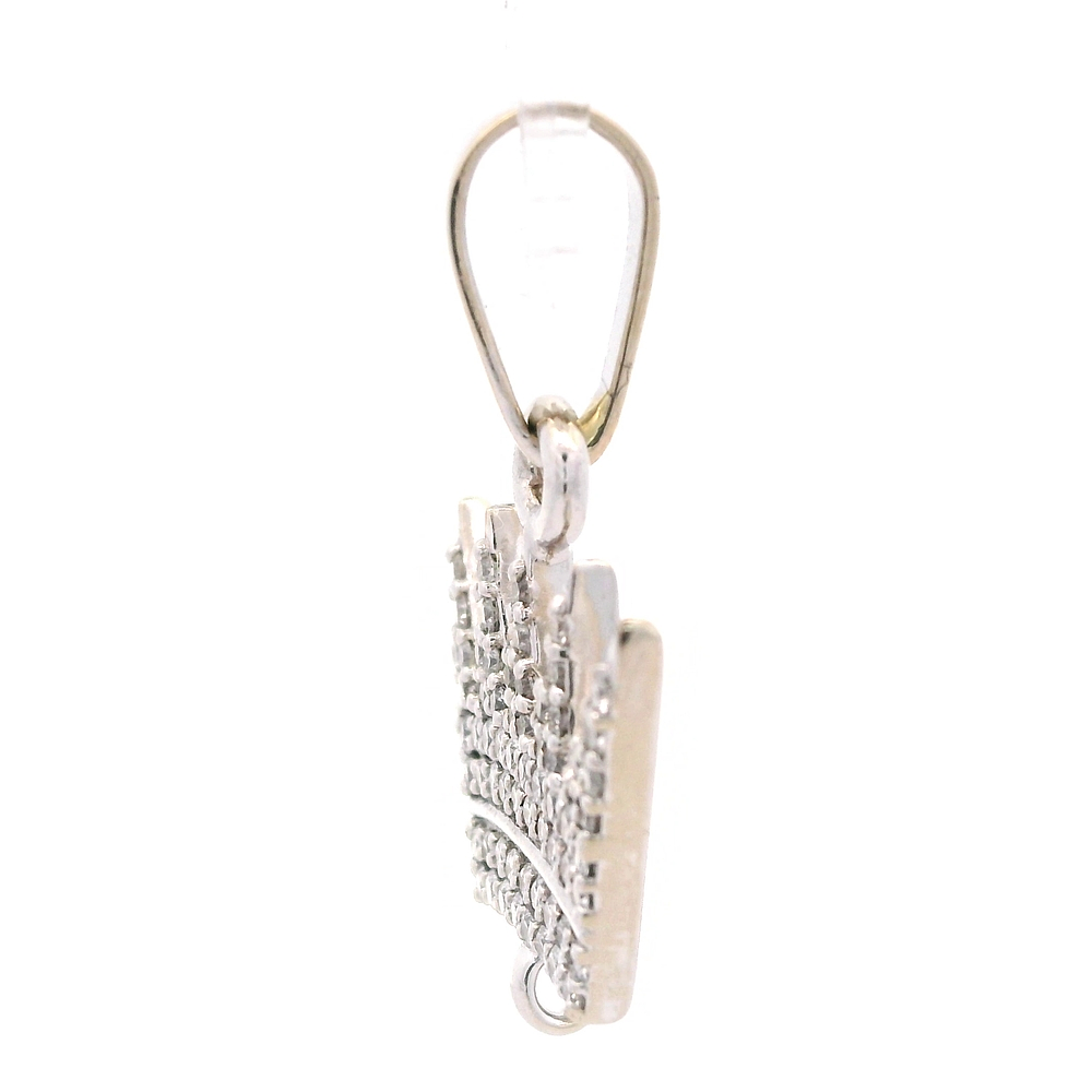 Colgante de Oro Amarillo 14K Corona Bicolor con Diamantes