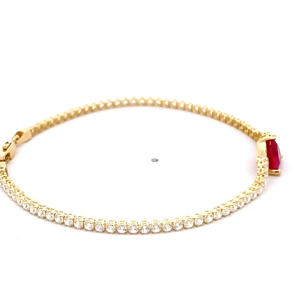 Pulsera de Oro Amarillo 18K Tenis con Broche Mosquetón