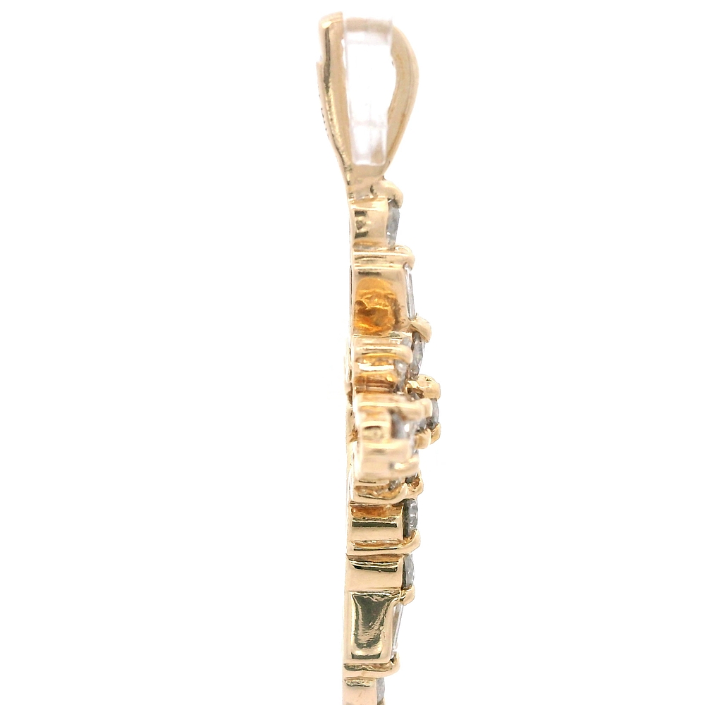 Colgante de Oro Amarillo 14K Cruz con Diamantes Baguette