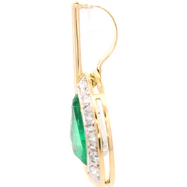 Colgante de Oro Amarillo 18K Gota con Diamantes y Esmeralda