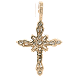 Colgante de Oro Amarillo 14K Cruz con Diamantes Baguette