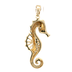 Colgante de Oro Amarillo 14K Caballito De Mar Con Diamantes