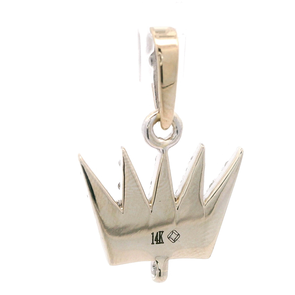 Colgante de Oro Amarillo 14K Corona Bicolor con Diamantes