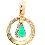 Colgante de Oro Amarillo 18K Gota con Diamantes y Esmeralda