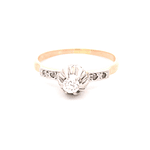 Anillo de Oro Amarillo 18K Solitario Cintillo Bicolor con Diamantes