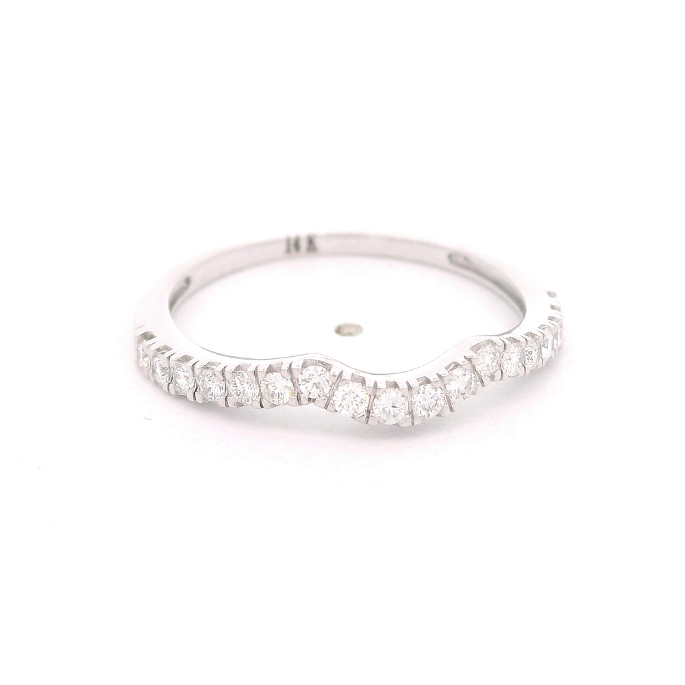 Anillo de Oro Amarillo 14K Cintillo Rodinado con Diamantes