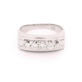 Anillo de Oro Amarillo 18K Cintillo Rodinado con Diamantes