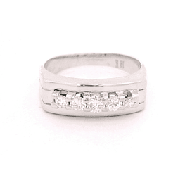 Anillo de Oro Amarillo 18K Cintillo Rodinado con Diamantes