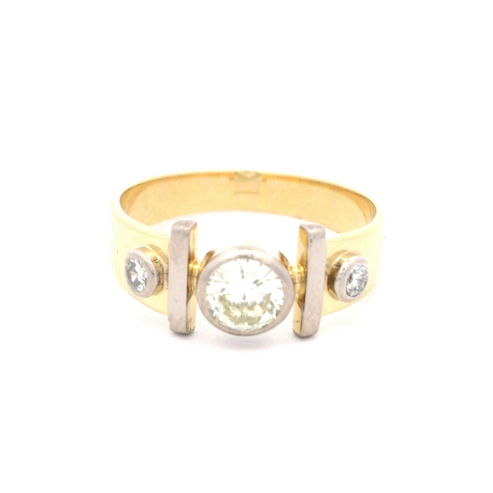 Anillo de Oro Amarillo 18K Bicolor con Diamantes