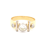 Anillo de Oro Amarillo 18K Bicolor con Diamantes