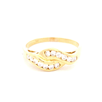 Anillo de Oro Amarillo 18K Ondulado con Diamantes
