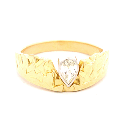 Anillo de Oro Amarillo 18K Gota con Diamantes