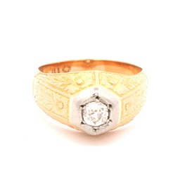 Anillo de Oro Amarillo 18K Solitario con Diamantes