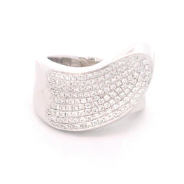 Anillo de Oro Amarillo 18K Ondulado con Diamantes