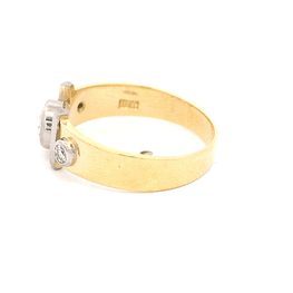 Anillo de Oro Amarillo 18K Bicolor con Diamantes