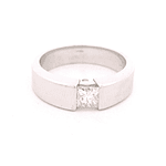 Anillo de Oro Amarillo 14K Solitario Rodinado con Diamantes