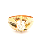 Anillo de Oro Amarillo 18K Solitario Bicolor con Diamantes