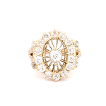 Anillo de Oro Amarillo 14K Oval con Diamantes