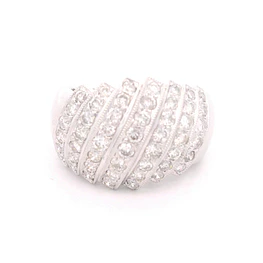 Anillo de Oro Amarillo 18K Bombé Rodinado con Diamantes