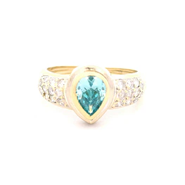 Anillo de Oro Amarillo 18K Gota Bombé con Diamantes