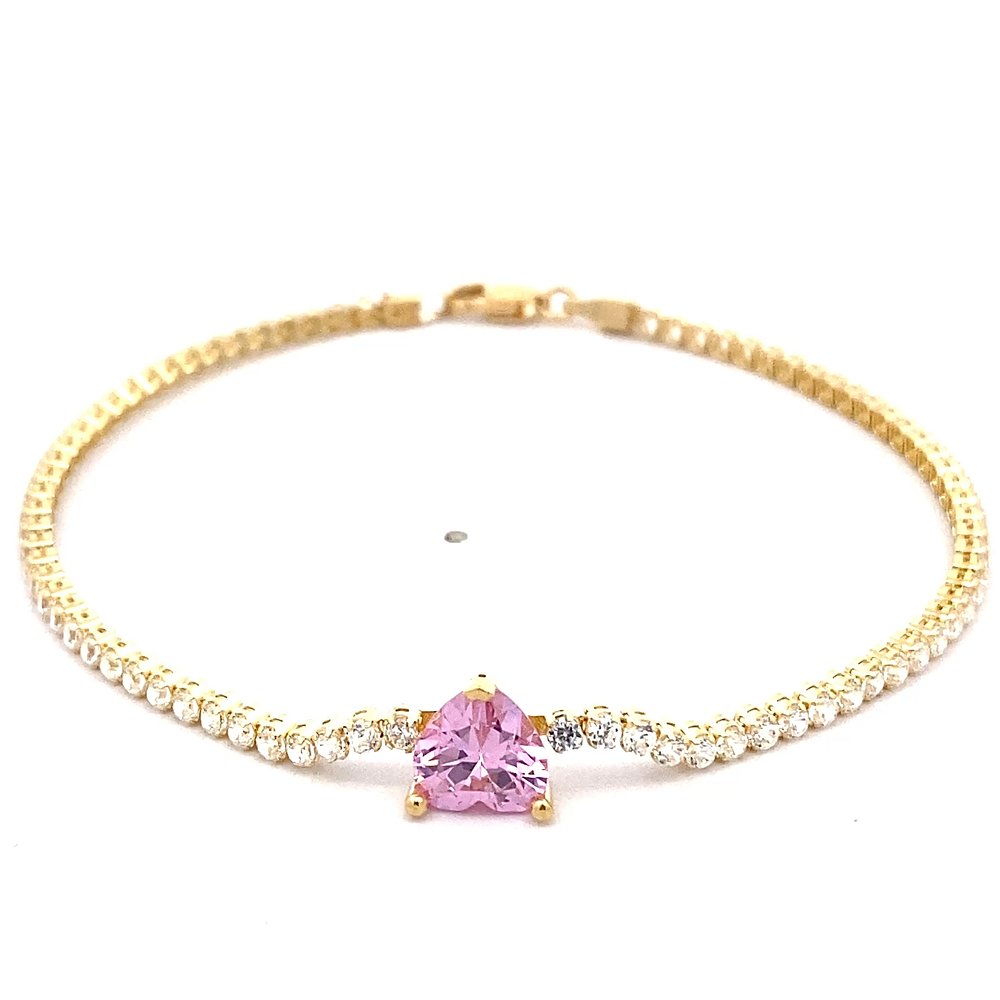 Pulsera de Oro Amarillo 18K Tenis con Broche Mosquetón
