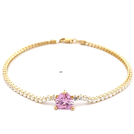 Pulsera de Oro Amarillo 18K Tenis con Broche Mosquetón